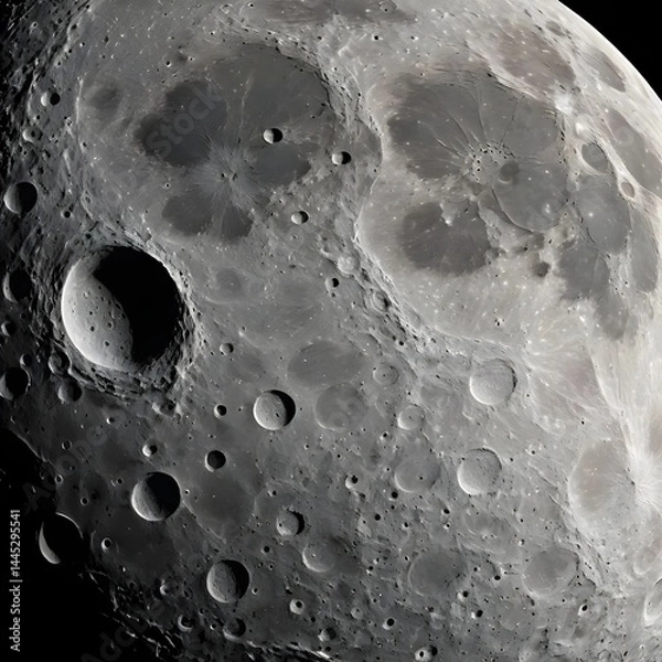 Fototapeta Moon Surface Close-Up Cratered Lunar Landscape