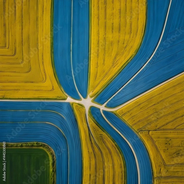 Fototapeta Aerial View of Abstract Farmland Patterns