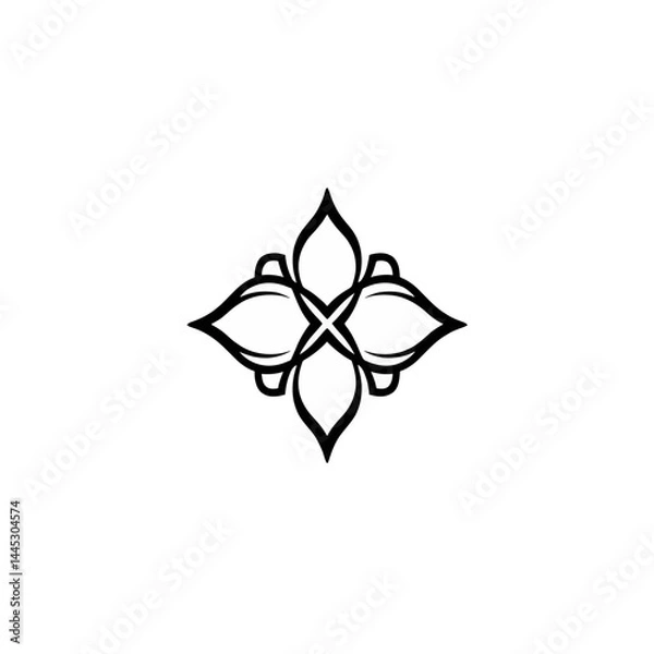 Obraz Floral design vector art black and white flower illustration decorative ornament graphic element symbol icon logo 00