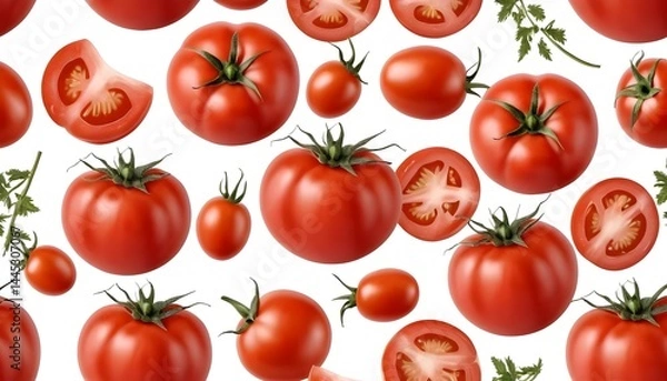 Fototapeta Floating Tomatoes and Parsley