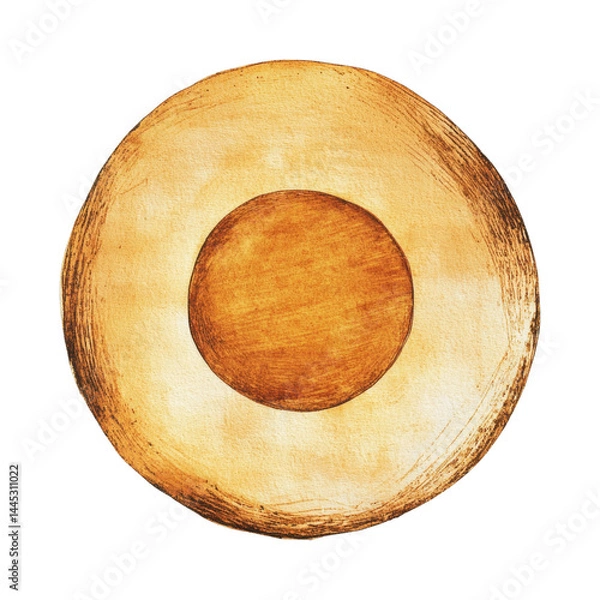 Fototapeta Watercolor painted circular abstract art with textured brown and beige tones