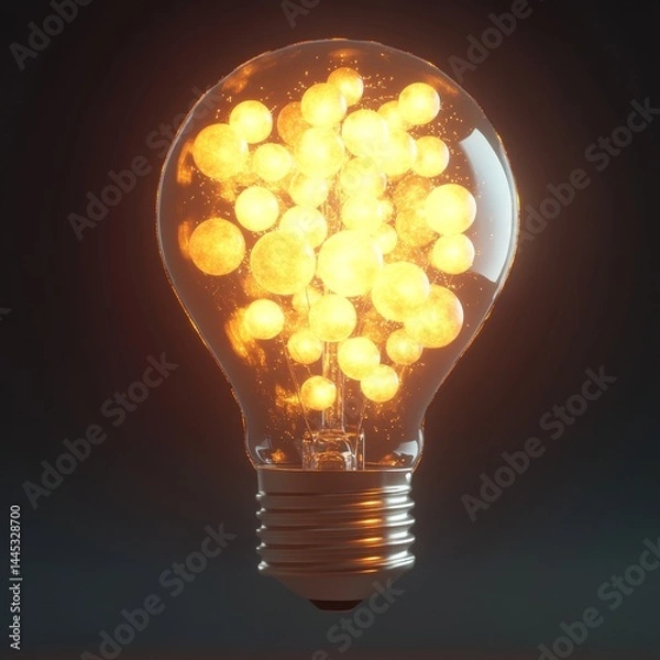 Fototapeta September Unity Glow Glowing lightbulb filled with tiny globes unity concept warm vs cool contrast Image