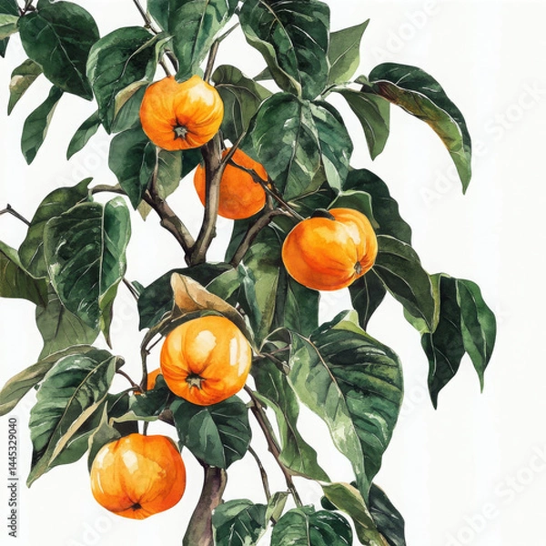 Obraz Illustration of quince tree looking vibrant and fresh with bright fruits