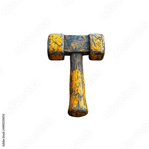 Fototapeta Vintage Yellow Dumbbell on Isolated Background for Fitness Enthusiasts