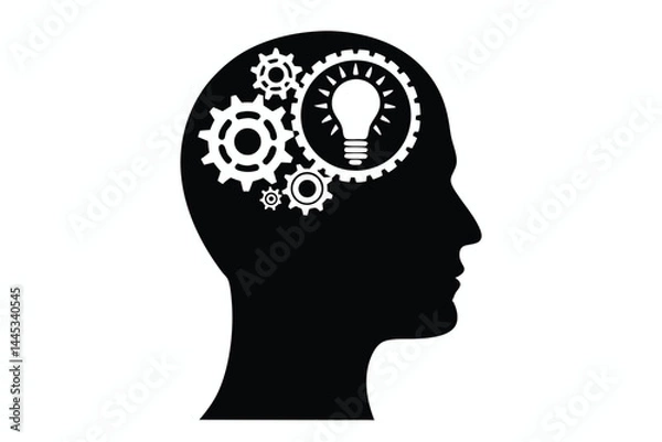 Obraz human head silhouette with gears