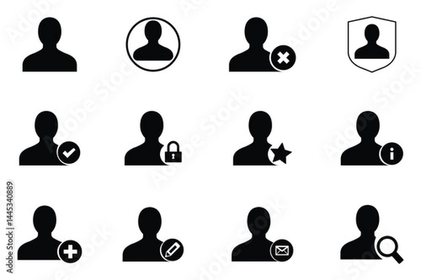 Obraz Businessman Symbols and User Icons Silhouette Vector Illustration.