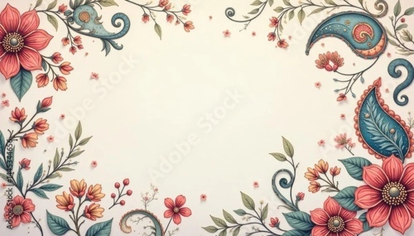 Fototapeta Soft, muted paisley pattern on light background, contemporary, design element, pattern