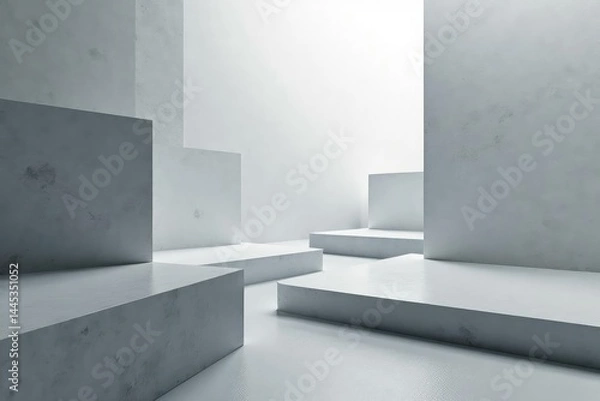 Fototapeta Subtle grayscale geometric shapes, clean lines , contemporary, surface, geometric