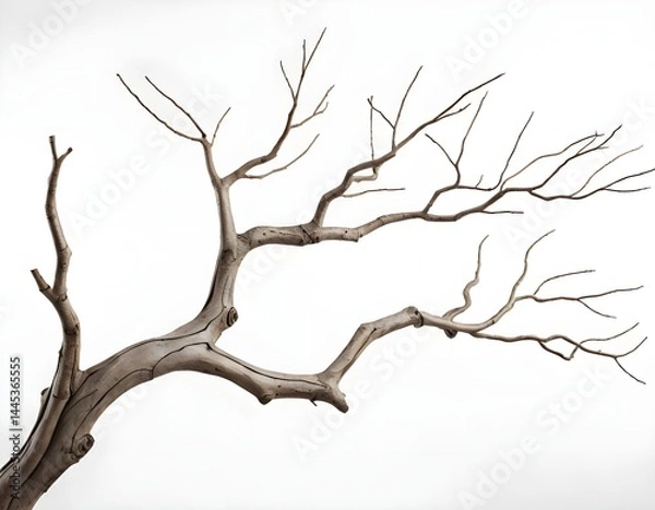 Fototapeta Bare Branch Isolated on White