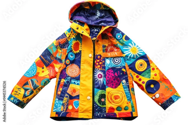 Fototapeta Vibrant kids hooded jacket with bold abstract print playful colors and a zip closure