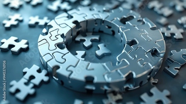 Fototapeta A percentage symbol made of 3D puzzle pieces, representing the complexity of interest rates