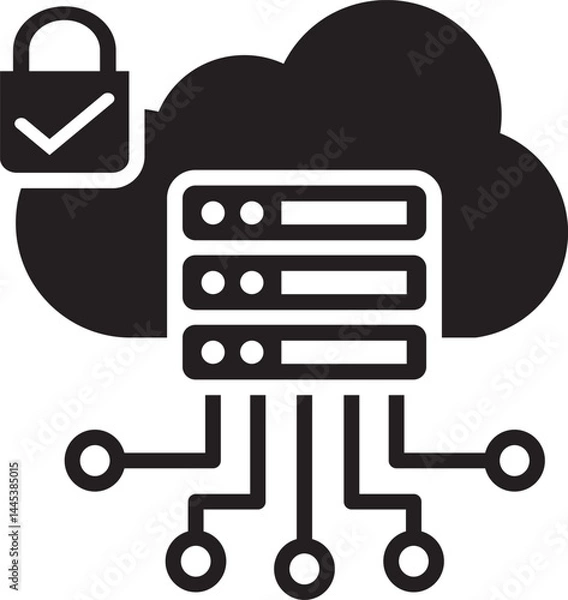 Fototapeta data security glyph icon vector illustration