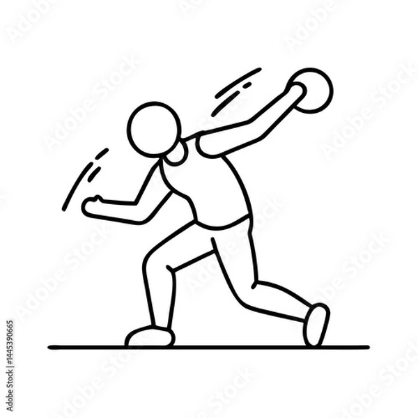 Fototapeta discus throw icon, discus throw line art - simple line art of discus throw, perfect for discus throw logos and icons