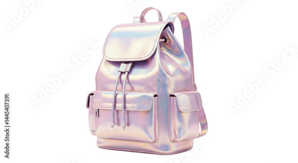 Fototapeta Isolated Iridescent Backpack with Drawstring Closure