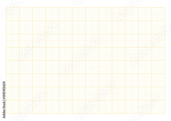 Obraz Yellow millimeter graph paper grid. Abstract squared background. Light blue grid paper features evenly spaced squares, perfect for drawing, organizing notes, or performing calculations