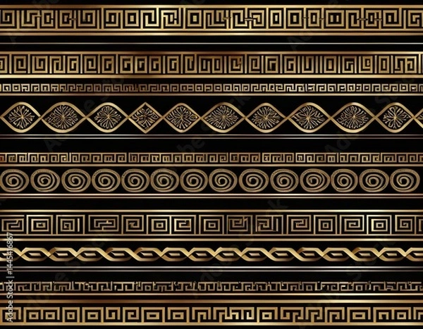 Obraz Gold Greek Key Pattern Seamless Texture