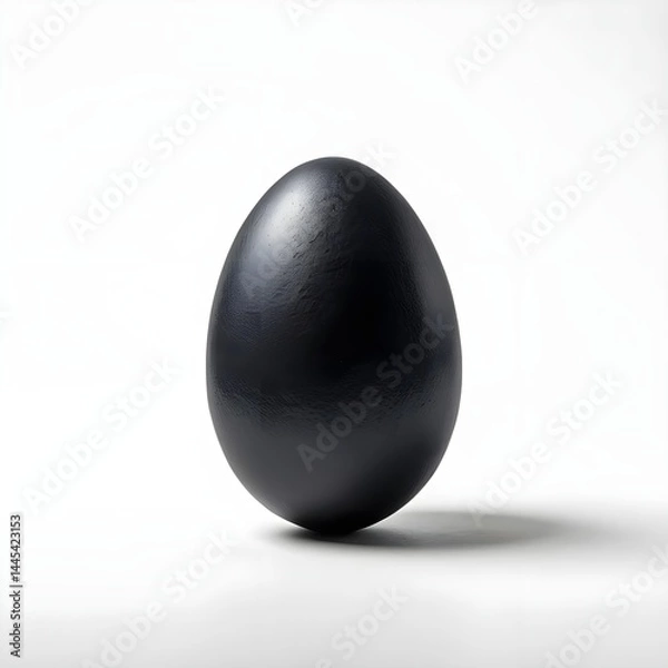 Obraz Single Black Egg on White Background