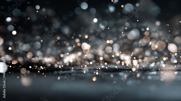 Fototapeta Elegant Golden Bokeh Lights and Glitter Abstract Background, Festive Sparkling Light Effects for Luxury Celebration, New Year Design, Award Ceremony, Glamorous Invitation, Holiday Season Event Visuals