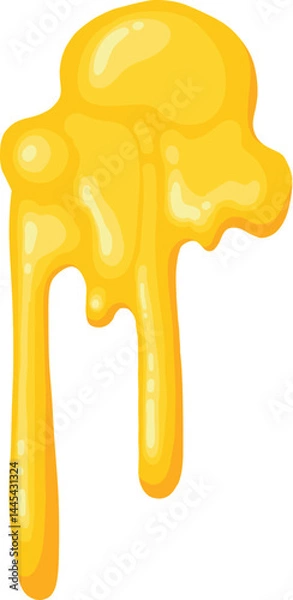 Fototapeta Cartoon honey dripping icon. Sticky sweet dripping spots, flowing sugar syrup, melting honey splatters flat vector illustration icon. Sweet honey drops