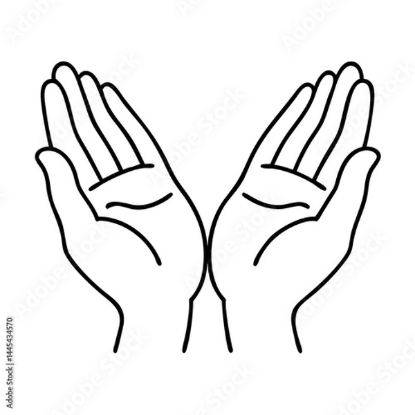 Fototapeta open hands icon, open hands line art - simple line art of open hands, perfect for open hands logos and icons