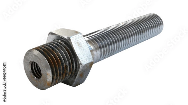 Fototapeta Detailed Closeup Rusty Metal Bolt Nut Industrial Hardware 3d tool grey screw steel object design on transparent background