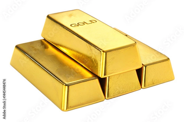 Fototapeta gold bars isolated on transparent background. Stack of Gold Bullion Bars Against a White Background