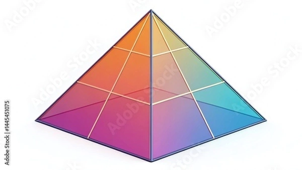 Fototapeta Sharp-Edged 3D Triangular Prism in Gradient Color Scheme on Minimal Background