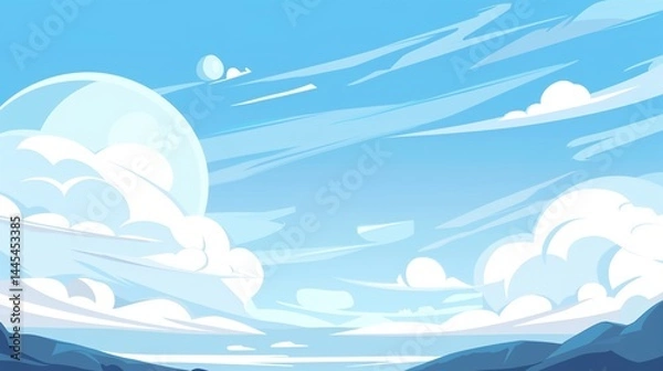 Obraz Light Blue Cartoon Anime Style Background: A Delightful Fusion of Whimsy and Visual Charm 
