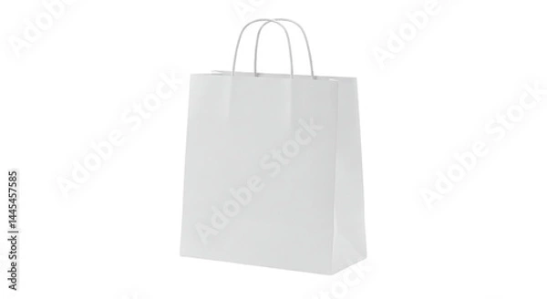 Fototapeta A plain white paper bag with twisted handles isolated against a black background in a studio shot