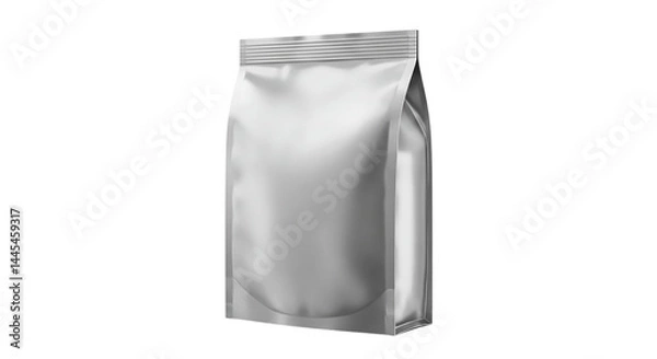 Fototapeta Isolated silver foil package with a zip lock on a black background in a studio shot for product mockup
