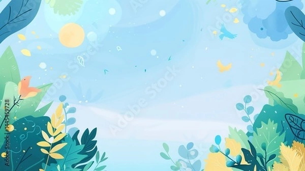 Obraz Light Blue Cartoon Anime Style Background: A Delightful Fusion of Whimsy and Visual Charm 