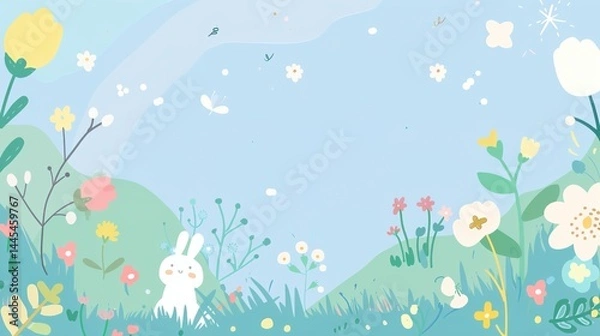 Obraz Light Blue Cartoon Anime Style Background: A Delightful Fusion of Whimsy and Visual Charm 