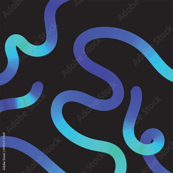 Fototapeta Fluid Wavy Line Art with Cool Gradient Colors