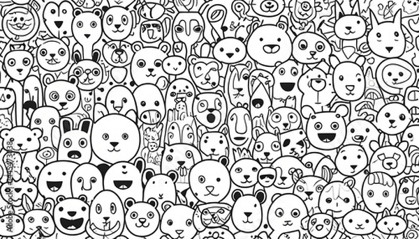 Fototapeta Cute Doodle Animal Pattern