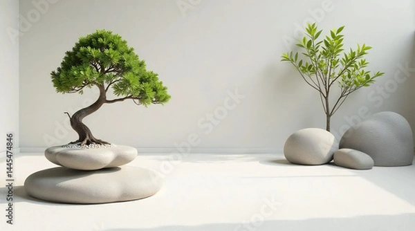 Obraz Tranquil Zen Garden with Raked Sand