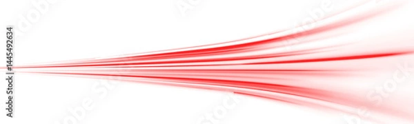 Fototapeta PNG vector red light line with futuristic motion effect and abstract automobile blur, glowing trail and beam streak in city design, PNG dynamic disco background for speed illustration and night road.