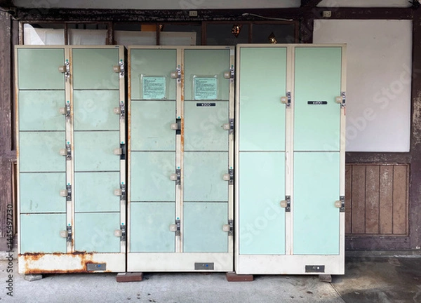 Obraz Old coin lockers at a train station in Japan