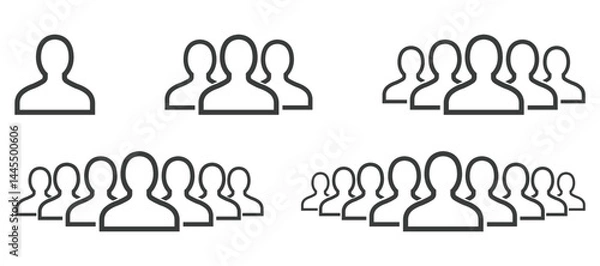 Obraz People Team Icons Set Line Art Vector Illustration.