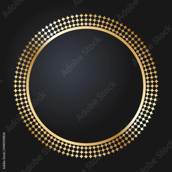 Fototapeta Beautiful round golden frame. Festive design. Gold border. Round frames vector