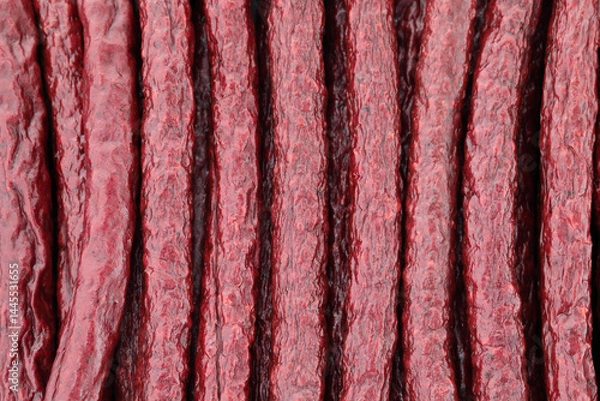 Obraz Background of Beef Bavarian Sausages close-up, food concept for backgrounds and backdrops