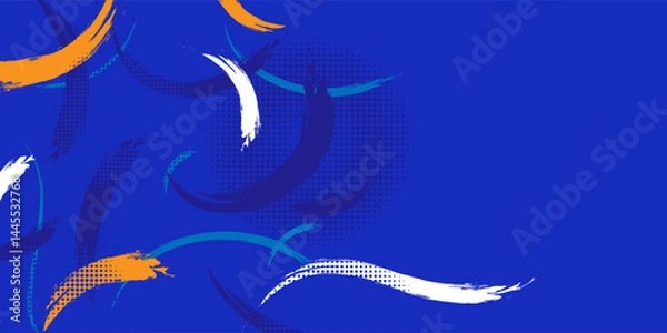 Obraz Creative Abstract Grunge Background in Blue and White for Sports Themes with Brush and Halftone Details