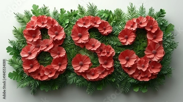 Obraz Decorative floral arrangement displaying the number eight hundred and eighty three