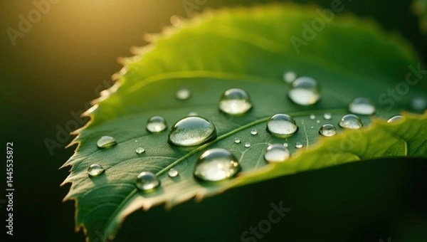 Obraz water drops on a leaf