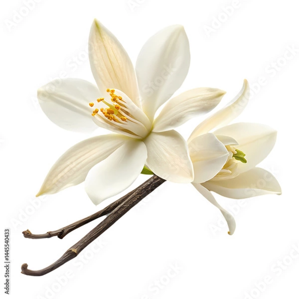 Fototapeta Vanilla Flower and Bean Stock Photo isolated on transparent background