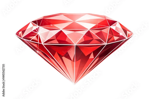 Obraz red diamond isolated on white background, Shining red diamond gem display jewelry store