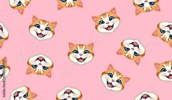 Fototapeta Cat seamless pattern background