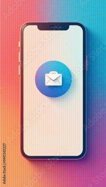 Obraz Minimalist illustration of smartphone screen showing a click-to-open icon for a popular web browser, web, icon, minimalism