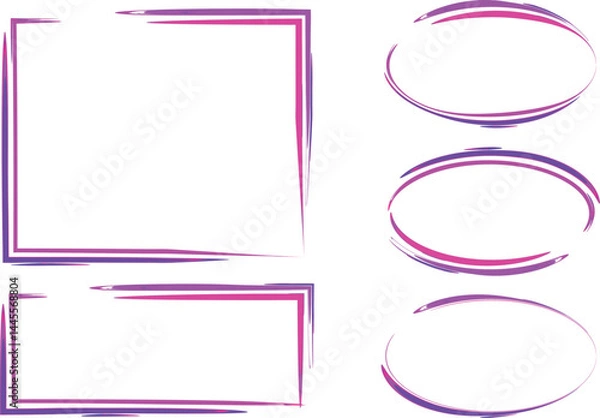 Fototapeta pink purple fuchsia colorful abstract line pattern outline frames set