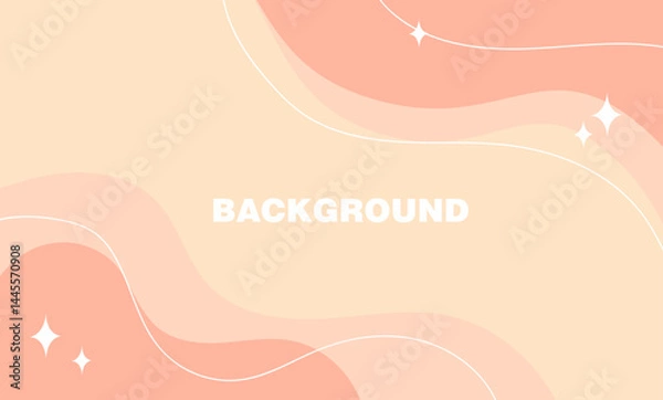 Obraz Minimalist abstract background in pastel colors - peach, beige and pink. Wavy lines, stars, light, soft atmosphere. Perfect for social media, posters, invitations, banners, and digital products.