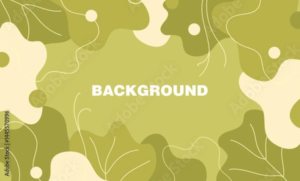 Obraz Abstract green background with floral motifs, smooth lines, leaves, tendrils, circles. Suitable for web design, social media, posters, packaging